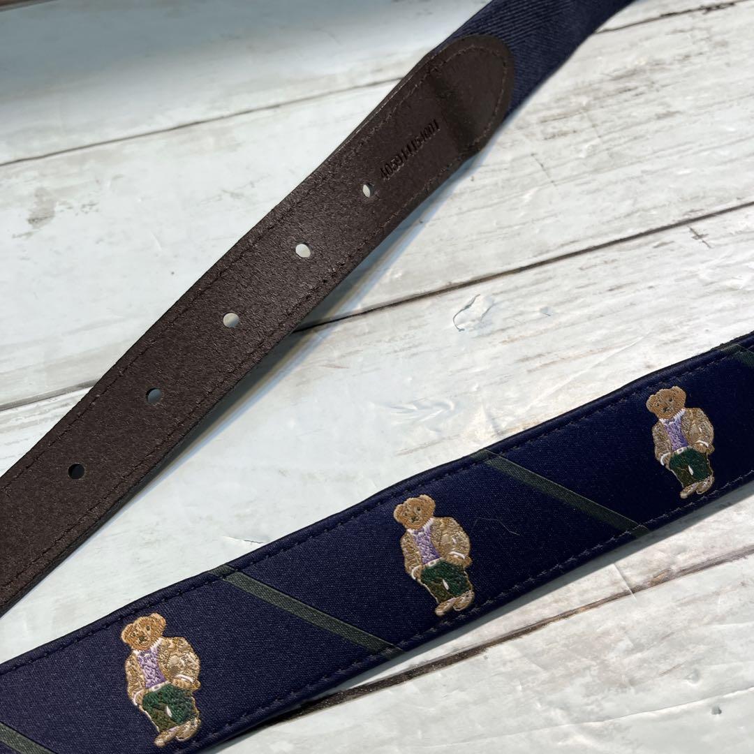 ネイビー ベルト バックルロゴ 刺繍 ポロベアー POLO ラルフ