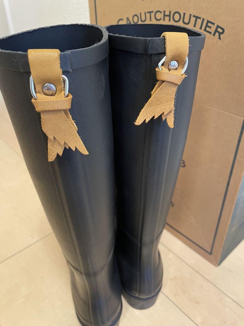 ブ。　AIGLE ブラック レインブーツ フランス製　ミスジュリエット