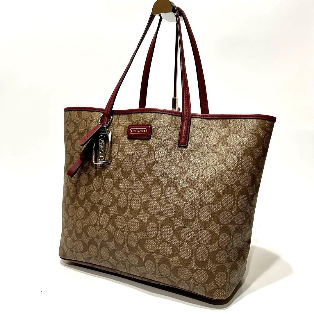 【極美品】　COACH  トートバッグ　シグネチャー　PVCxレザー　ビジネス