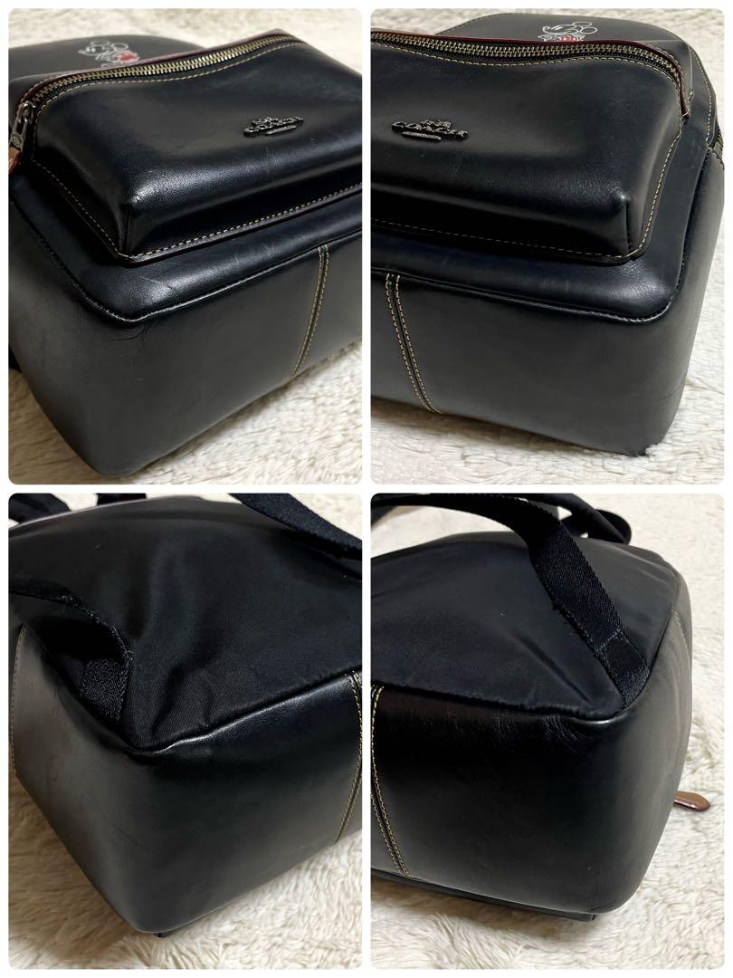 極美品 COACH ディズニー ミッキー オールレザー バックパック