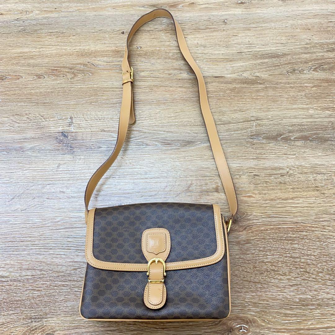 m3044 CELINE セリーヌ マカダム ブラウン ショルダーバッグ-