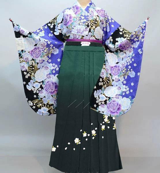 二尺袖 着物袴 フルセット 百花繚乱 刺繍ぼかし袴 卒業式 NO29341