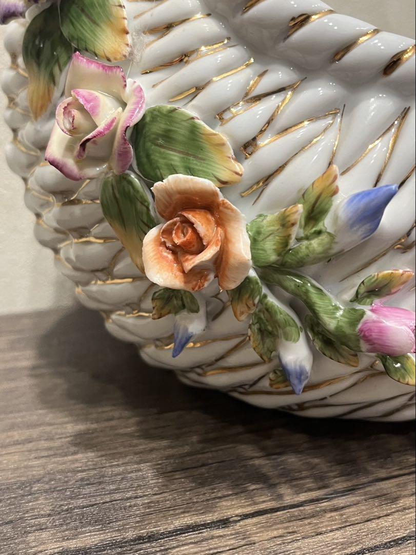 【送料込み】ROYALARDEN 陶器置物　インテリア　フラワーバスケット　カゴ