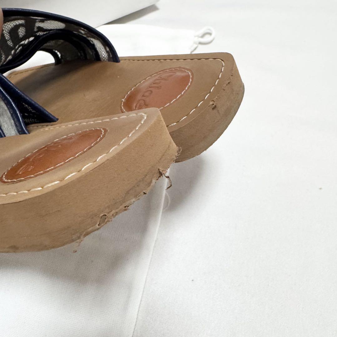 美品 Chole クロエ レースサンダル ネイビー 35 フラット - メルカリ