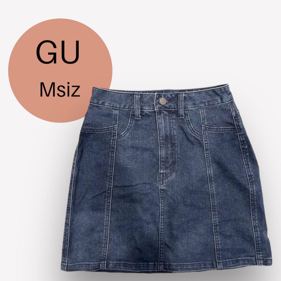 GU ジーユー デニム ローウエスト ミニスカート M - メルカリ