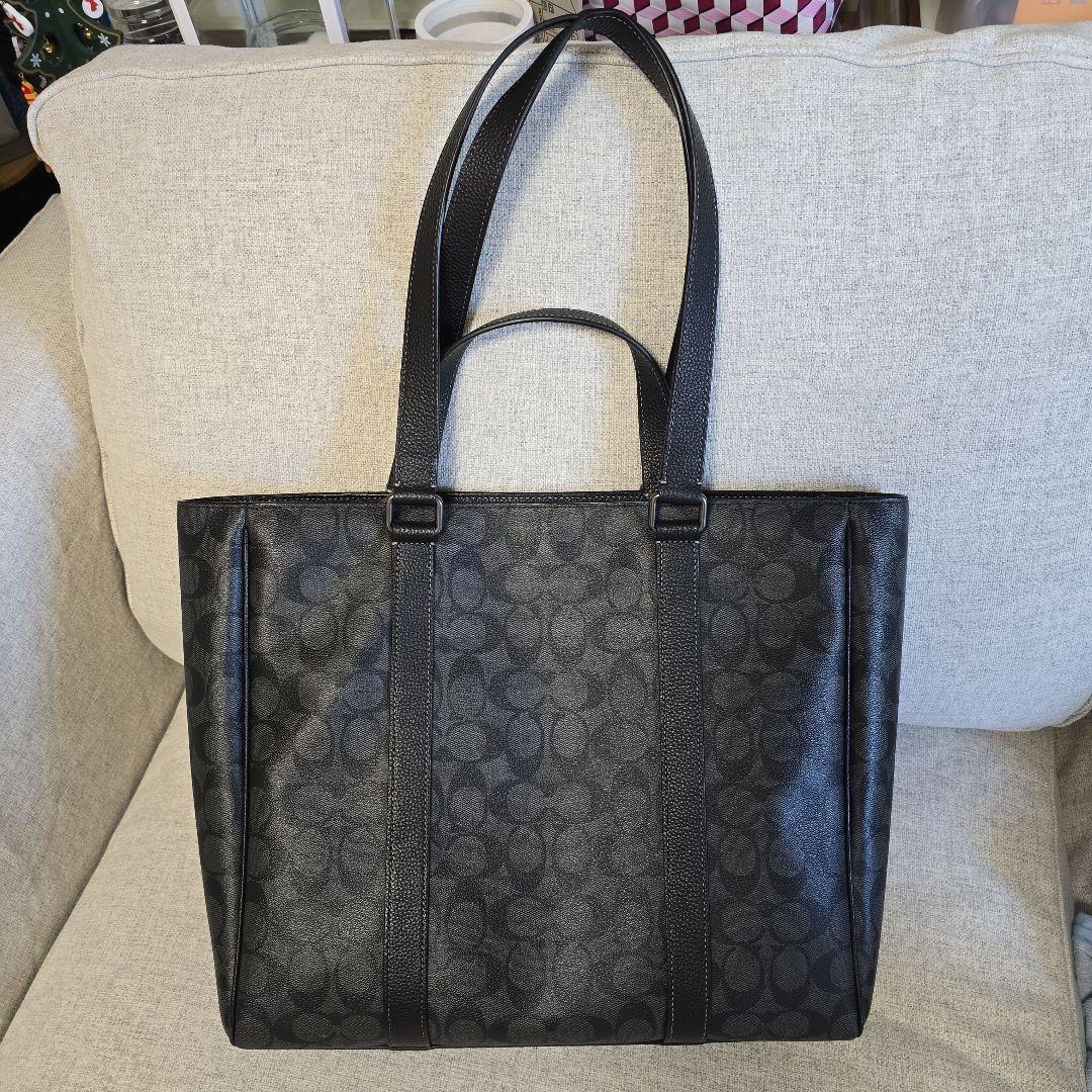 COACH ロゴパターン トートバッグ コーチ ブラック ロゴパターン トートバッグ ビジネスバッグ