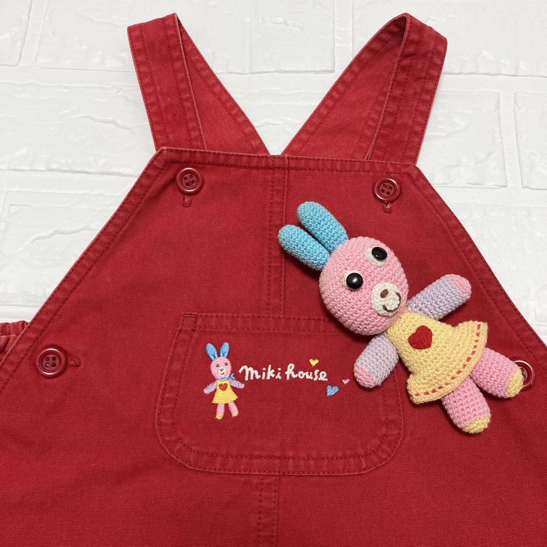 超希少⭐︎新品同様ミキハウス⭐︎ぬいぐるみ　うさぎ　デニム ミキハウス 100 ぬいぐるみ デニムワンピース 夏物 レトロ