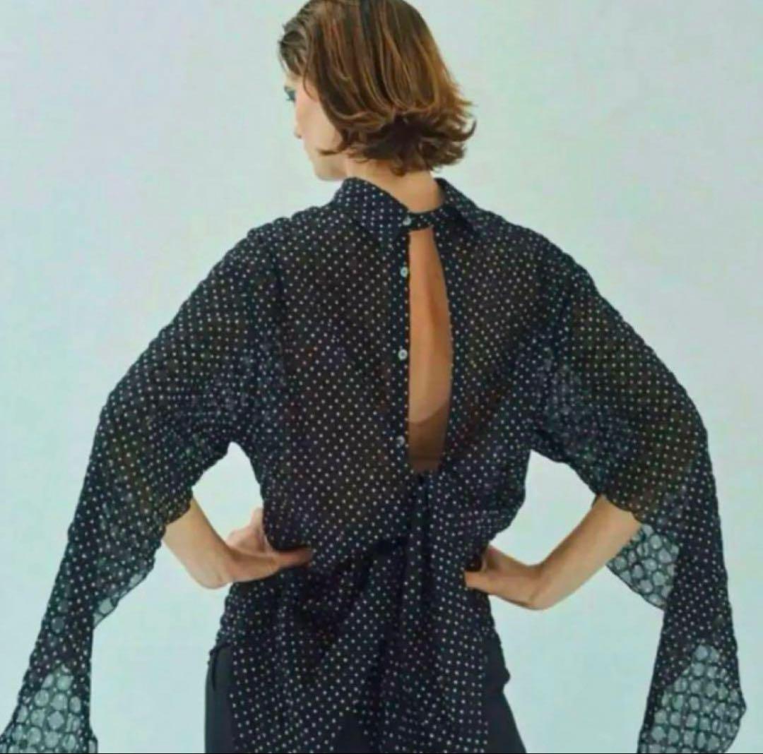 アメージングタイランド・グランドセール ブラウス 未使用級✨アイレネ 2way ブラック 変形 ドットシャツ トップス