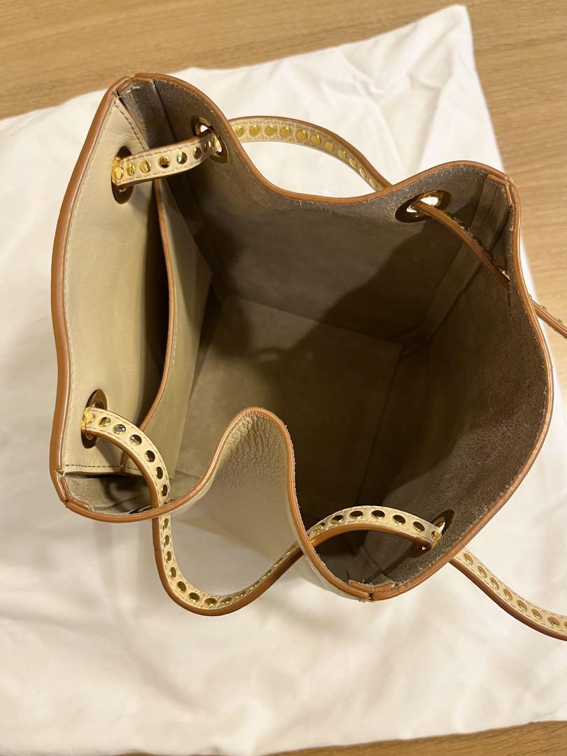 J&M Davidson ベージュ レザー トートバッグ