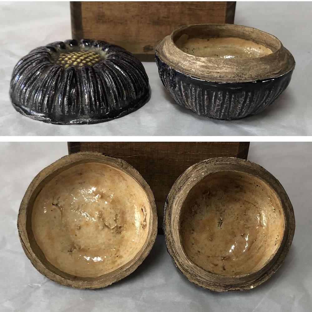e2737 交趾 香合 木箱入り 仕覆付 茶道具
