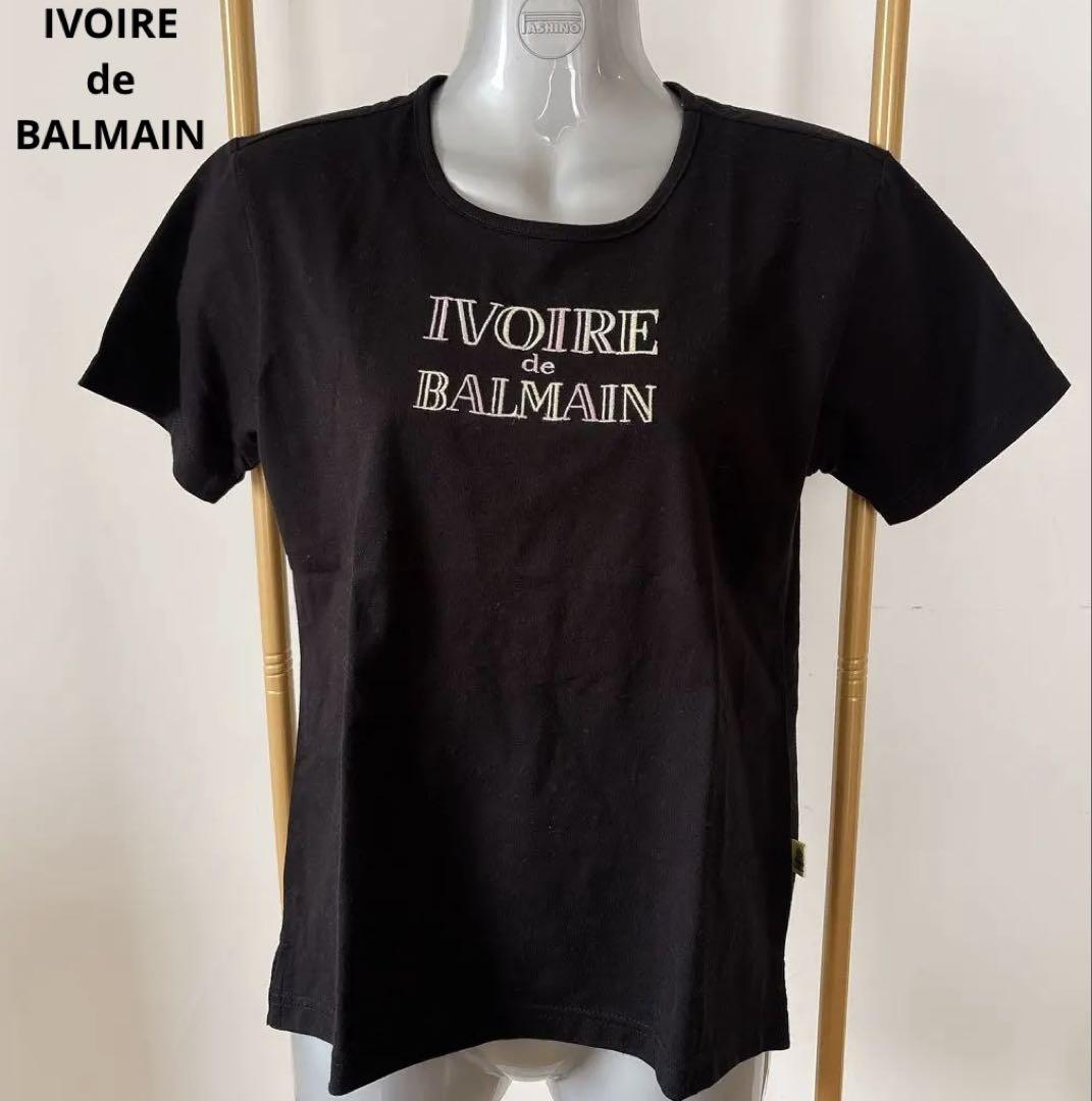【IVOIRE de BALMAIN】未使用 バルマン レア ロゴ Tシャツ 黒
