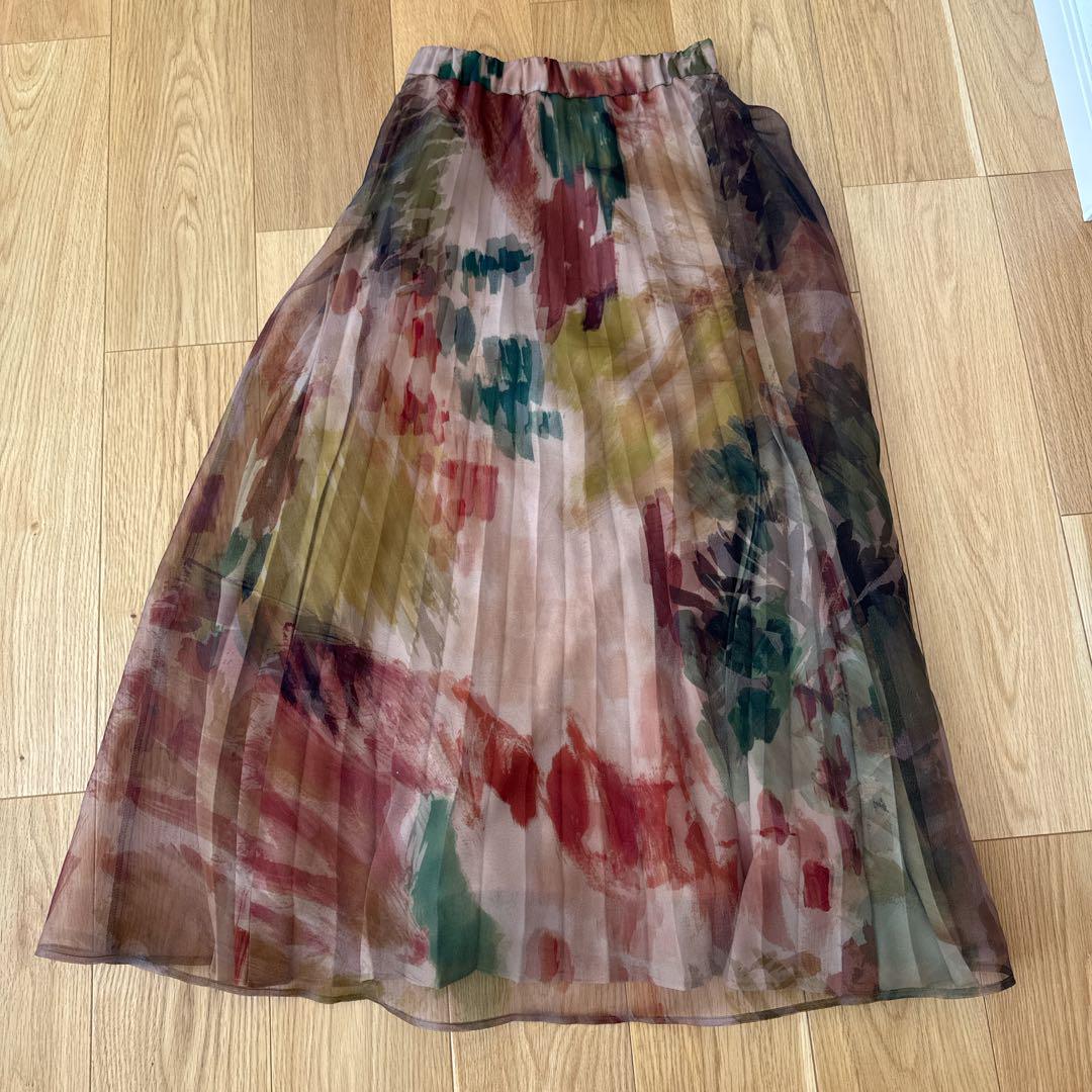 【美品】Ameri アメリ ヴィンテージ プリーツシフォン ロングスカート