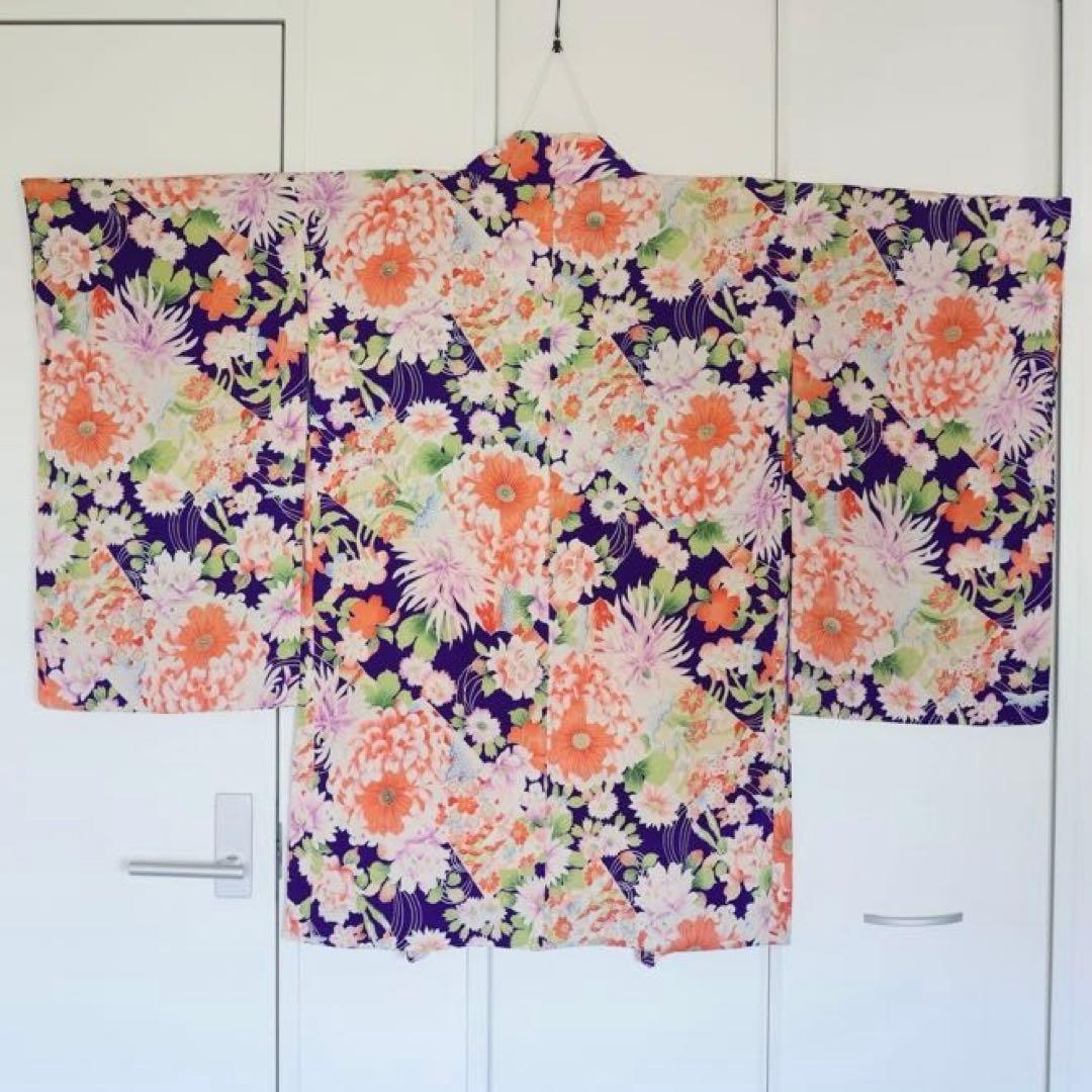 アンティーク長羽織 四季折々の花模様目立った傷や汚れなし