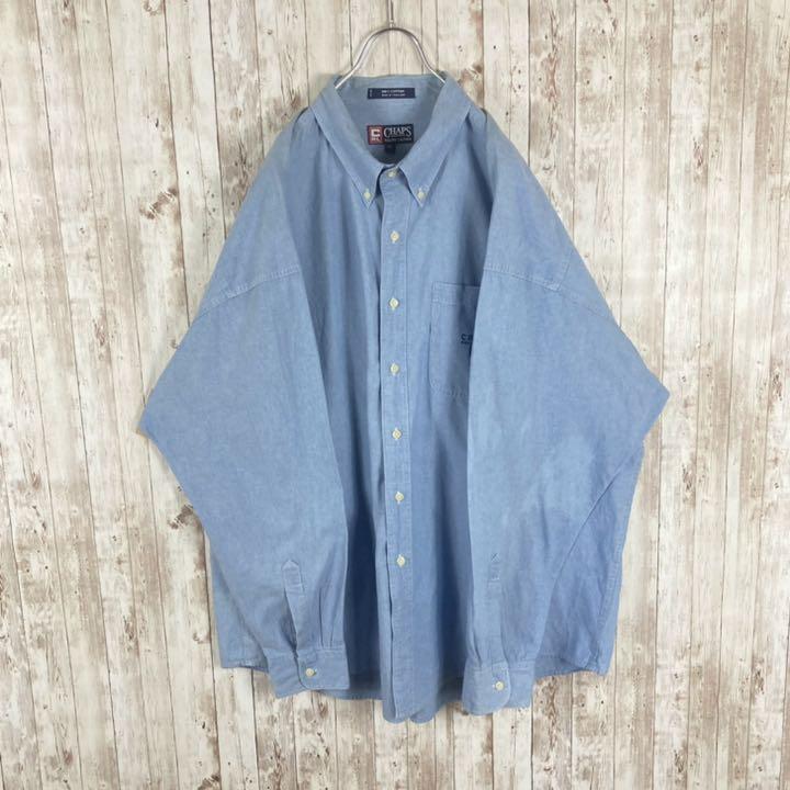 新作国産 刺繍 2XL ブルー 9HT5y-m45756435015 チャップスラルフローレン BD長袖シャツ 即納最新品