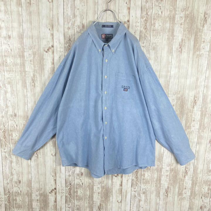 新作国産 刺繍 2XL ブルー 9HT5y-m45756435015 チャップスラルフローレン BD長袖シャツ 即納最新品