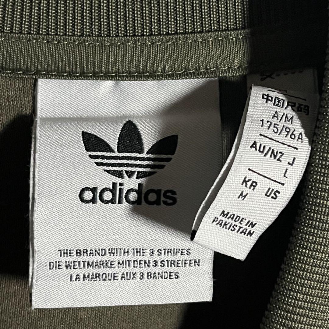 adidas トラックジャケット　刺繍ロゴ　トレフォイル　袖ライン　L オリーブ