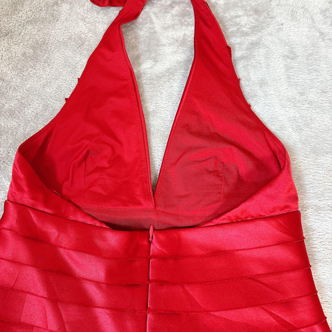 BCBGMAXAZRIA 赤サテンホルターネックドレス サイズ6 - メルカリ