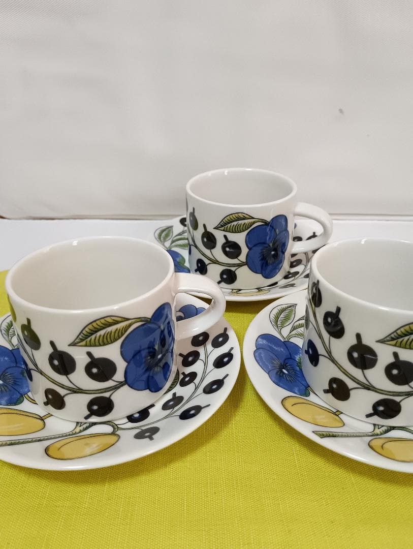 アラビア パラティッシ旧ロゴコーヒーカップ＆ソーサー3個セットARABIA