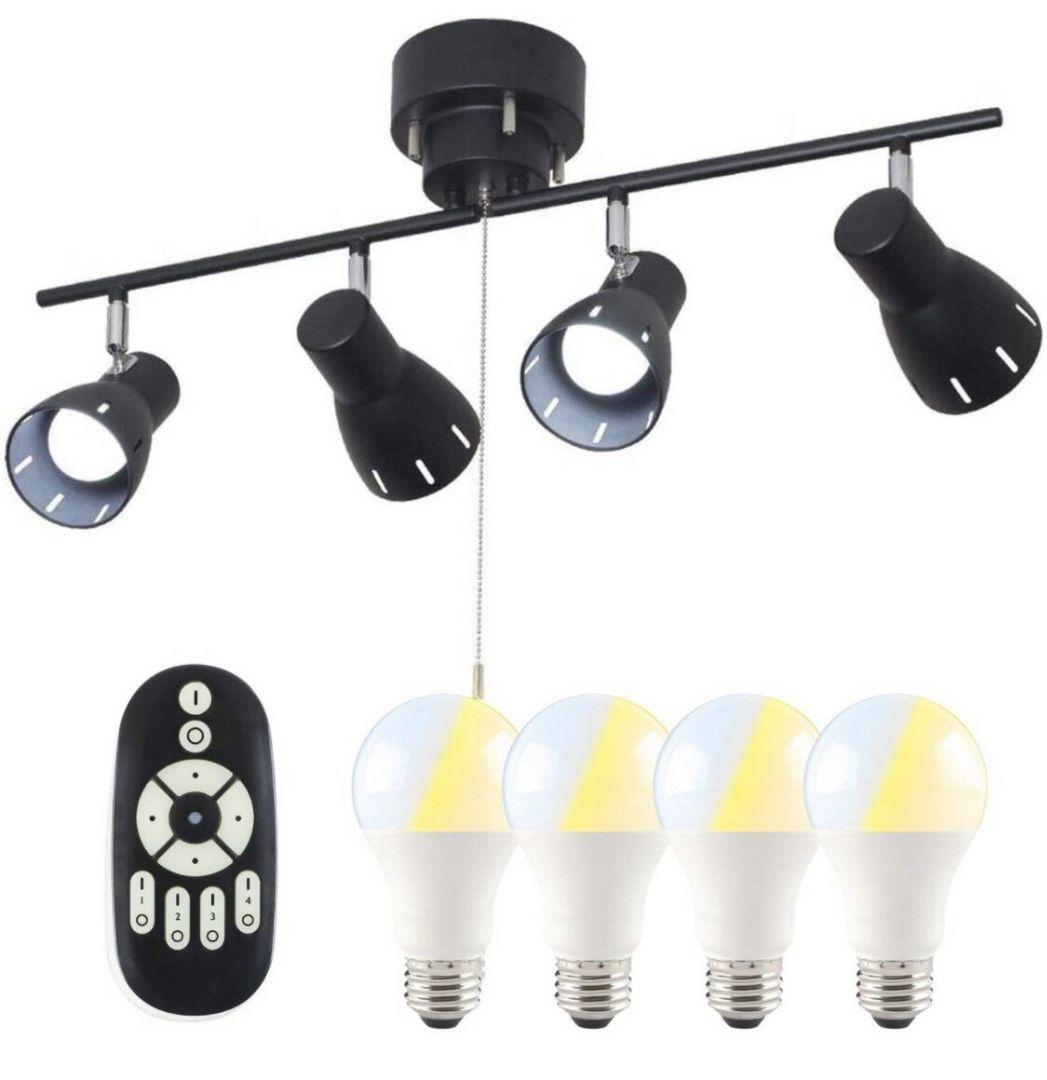 シーリング スポット ライト 4灯 LED 電球 60W形 リモコン 付き