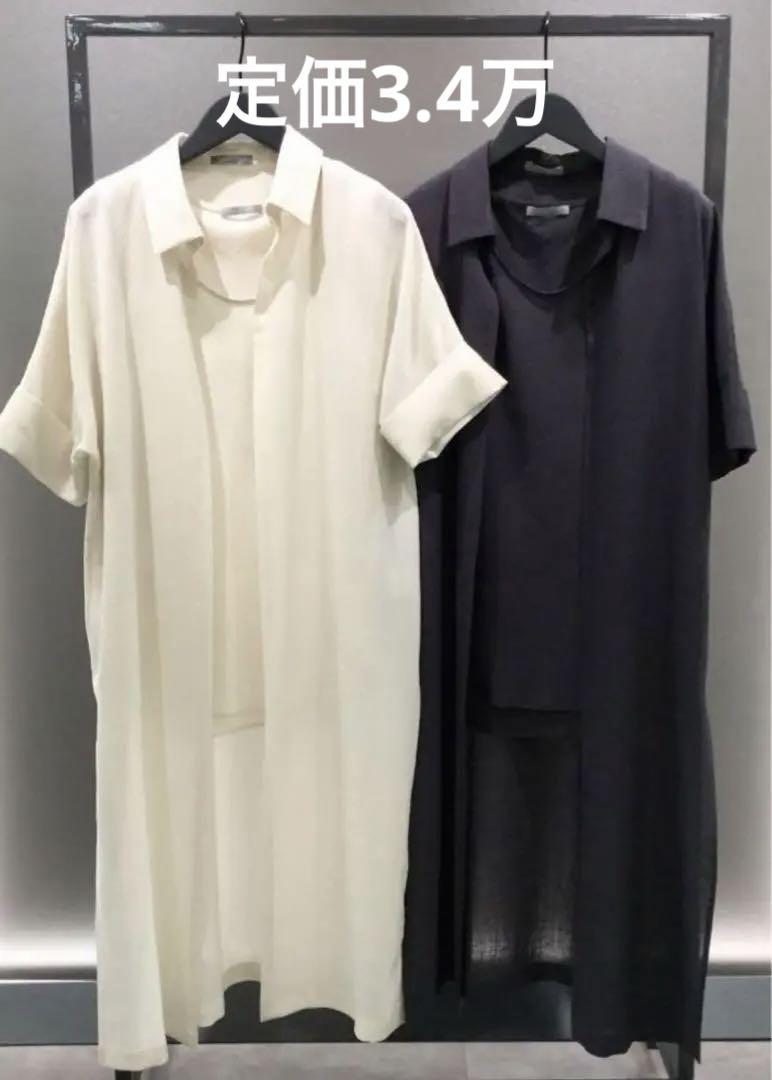 【新作入荷!!】  定価3.4万theory luxeセオリーリュクス ウォッシャブル ロングシャツ トップス