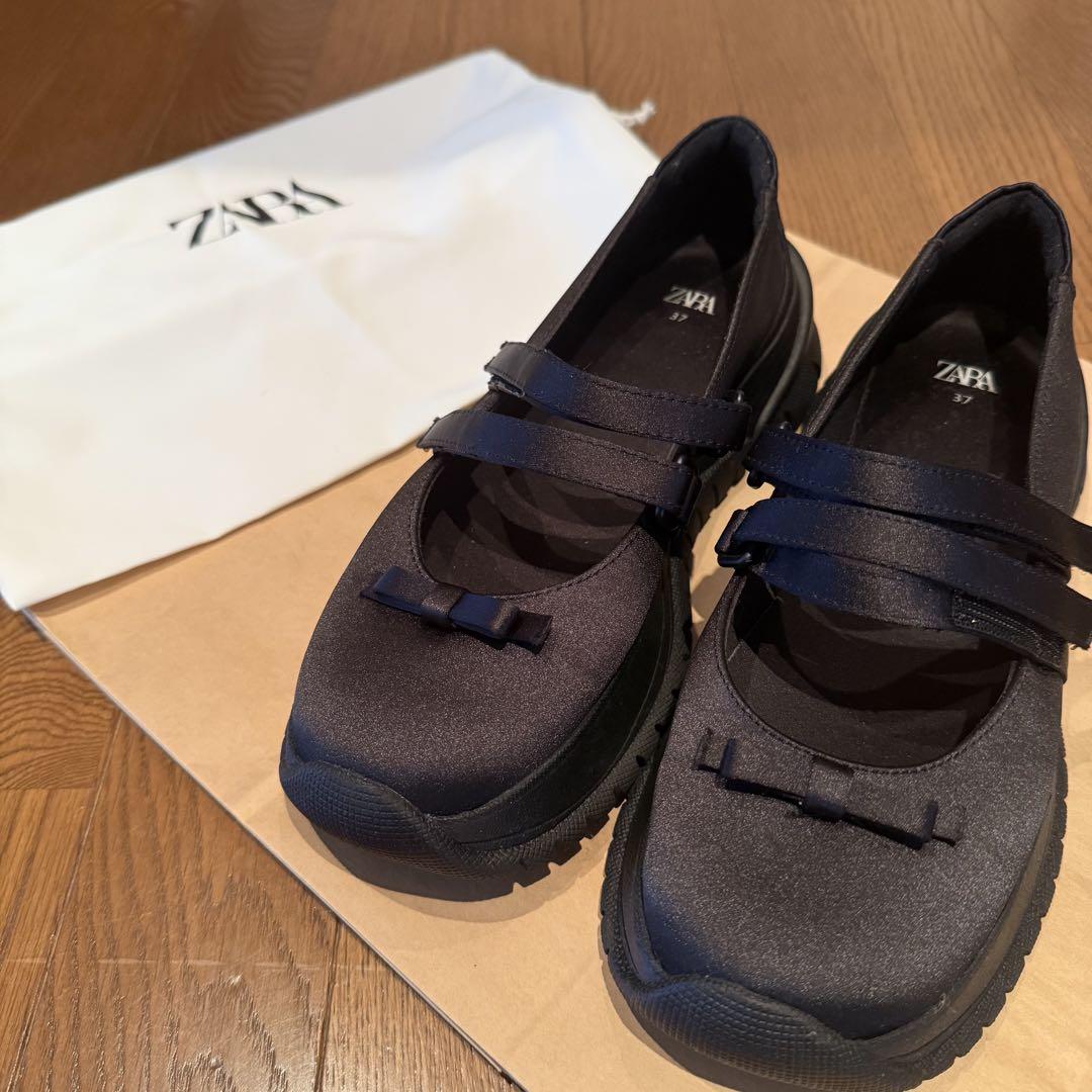 ブランド通販 リボン付きスポーティバレリーナシューズ ZARA 37サイズ メルカリ - バレエ