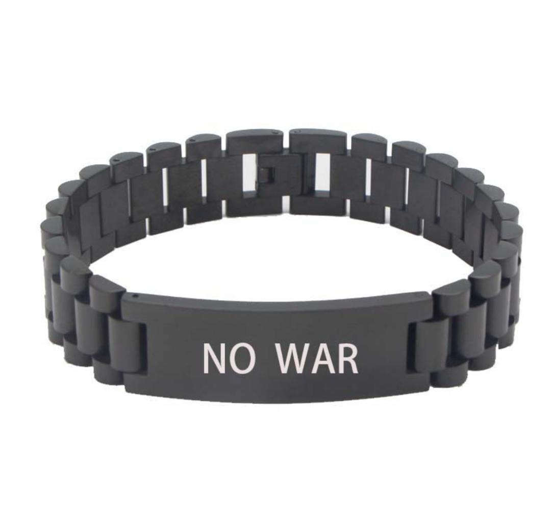NO WAR ブラック ブレスレット ステンレス チェーン