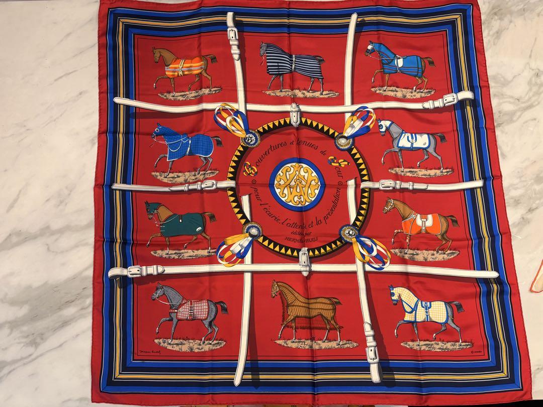 【HERMES】馬具デザイン スカーフ 約90cm x 90cm