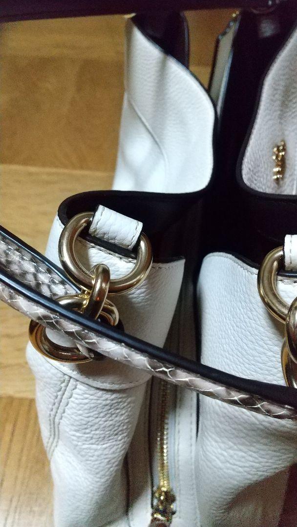 コーチ ショルダーホワイト 持ち手パイソン柄  美品 awardsandwinners.com