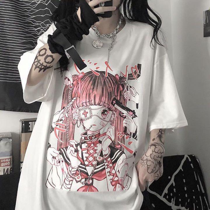 地雷系 病みかわ 量産型 女の子 ピンク パンク ロック Tシャツ 白 ロリータ - メルカリ 地雷系 病みかわ 量産型 女の子 ピンク パンク ロック Tシャツ 白 ロリータ - メルカリ