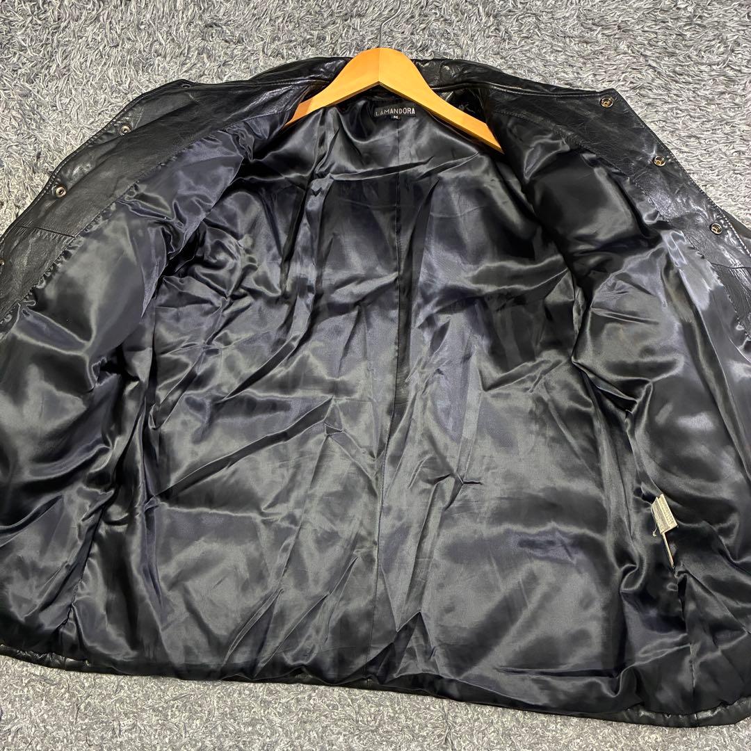 【美品】lamandora レザー ダウンジャケット ブラック 牛革 肉厚 【美品】lamandora レザー ダウンジャケット ブラック 牛革 肉厚