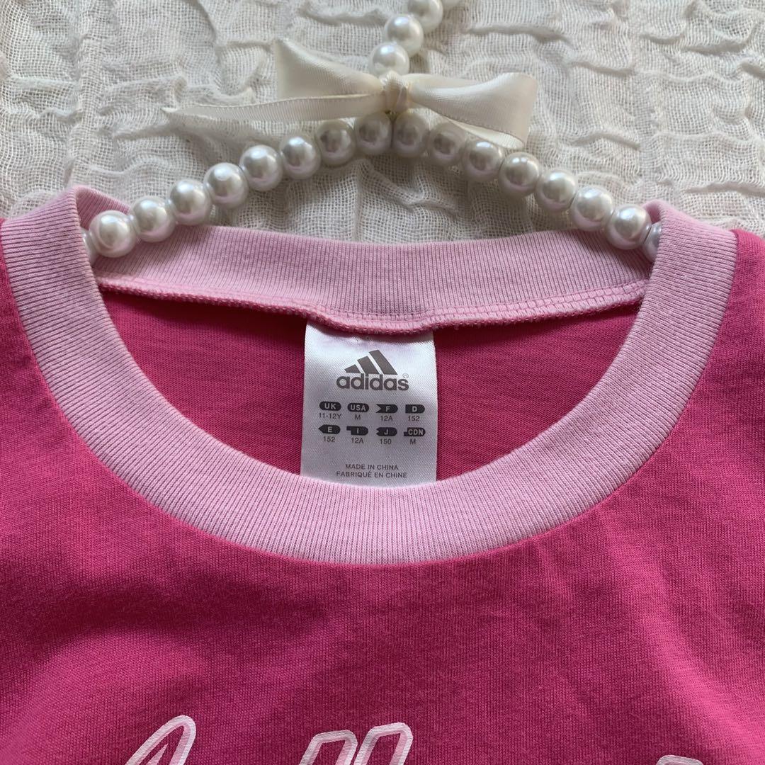 超美品】adidas アディダス リンガーTシャツ チビT ピンク Y2K