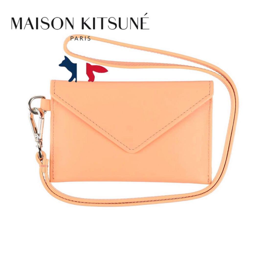 定価3万】メゾンキツネ MAISON KITSUNE レザーポーチ ピーチ