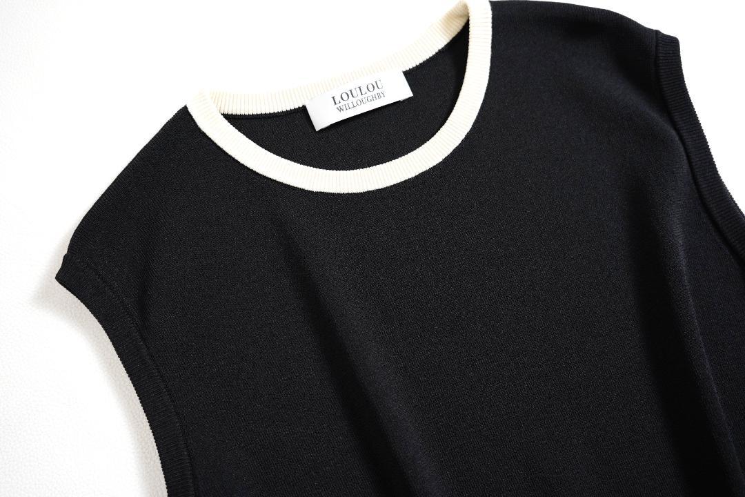 195t*美品 ルルウィルビー バイカラー ノースリーブ プルオーバー