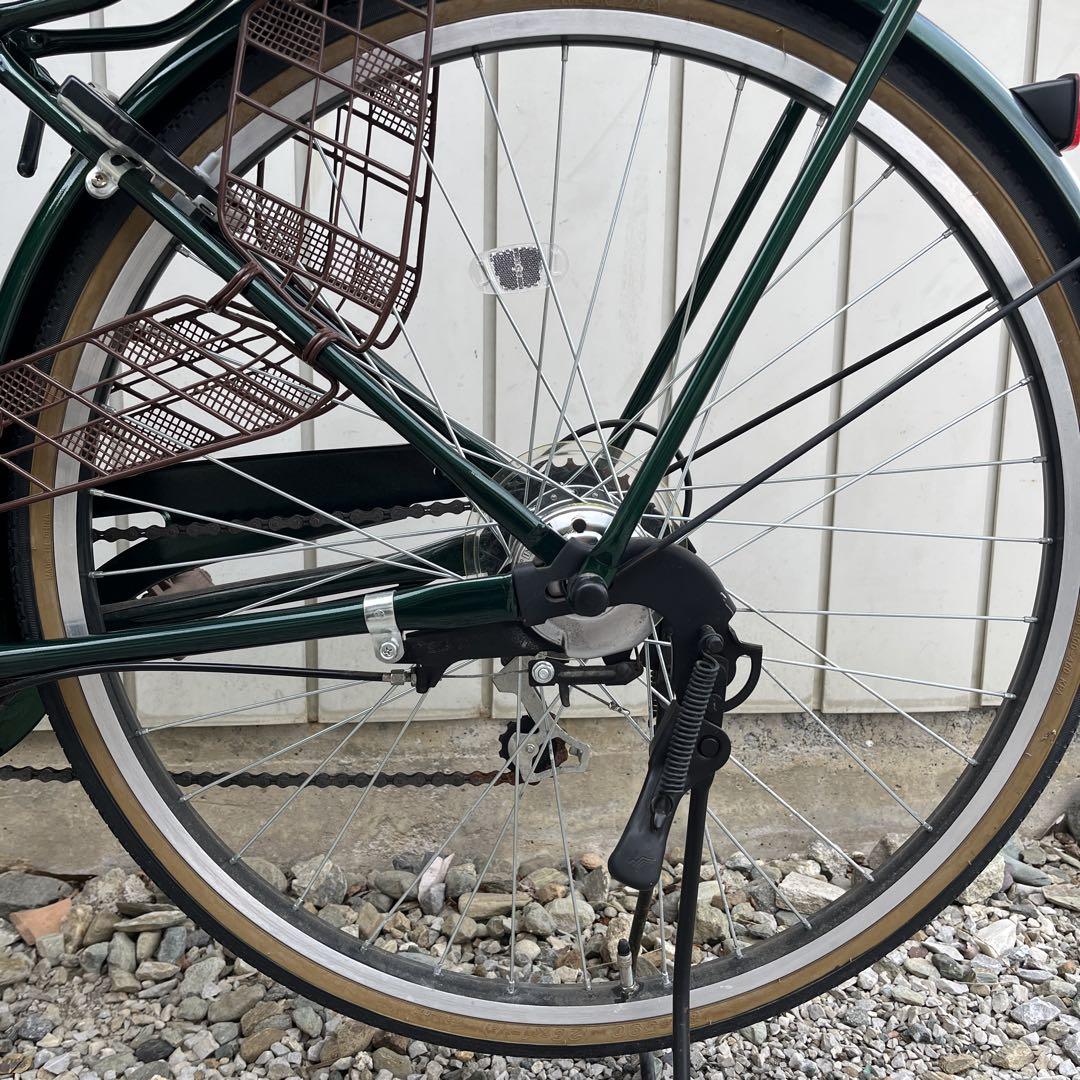 【要メンテナンス】 26インチ自転車 フォレストグリーン籐籠風おしゃれママチャリ 要メンテナンス】 26インチ自転車 フォレストグリーン籐籠風