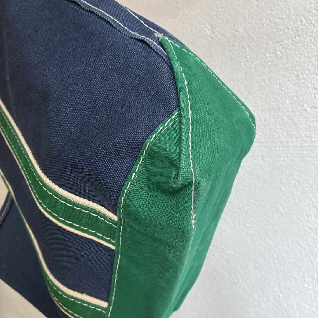 80‘s　USA製　L.L.Bean デラックストートバック　ネイビー×グリーン