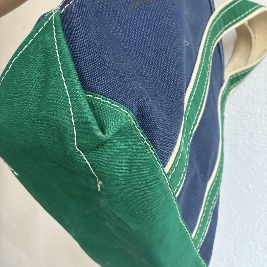 80‘s　USA製　L.L.Bean デラックストートバック　ネイビー×グリーン