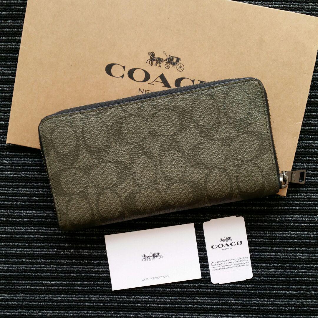 COACH 長財布 F58112 新品 グリーン×ブラック 最新作モデル メンズ