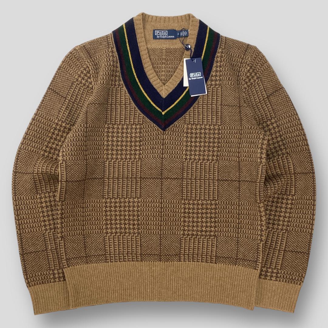 新品 ラルフローレン 23AW グレンチェック ウール クリケットセーター M
