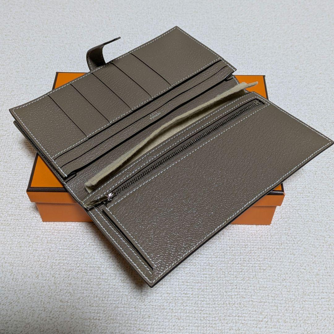 エルメス長財布ベアンスフレエトゥープシルバー金具