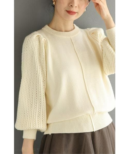 アダムエロペ　ホワイト　ボリューム袖　ニット