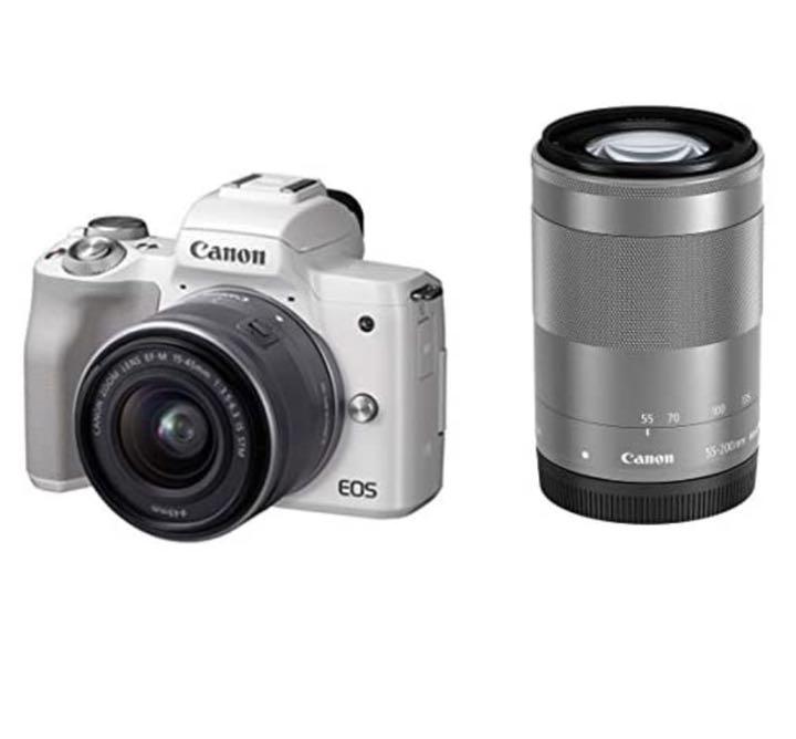 国産在庫 美品 Canon EOS KISS M Wズームキット WH 2RwOK-m45806163716 得価大特価