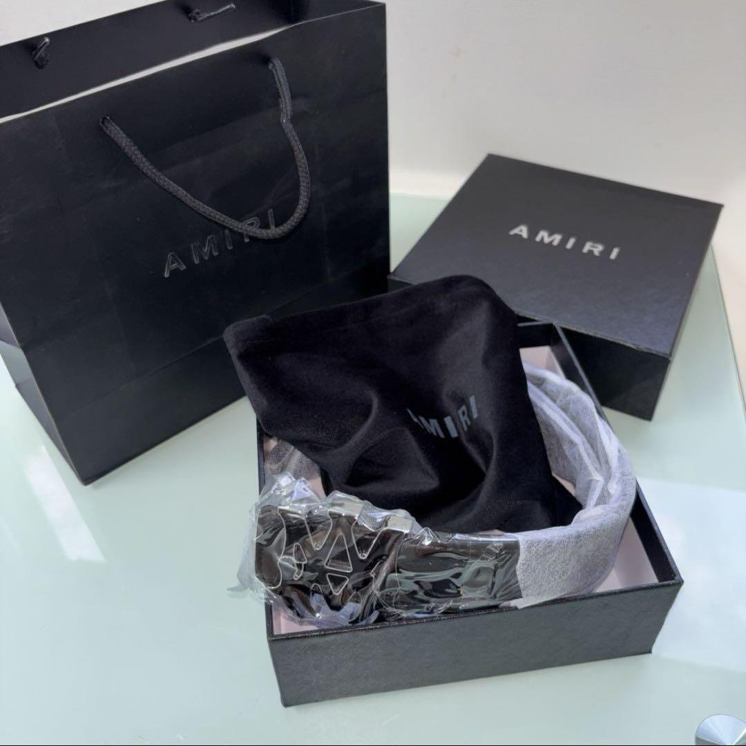 AMIRI ブラックレザーベルト