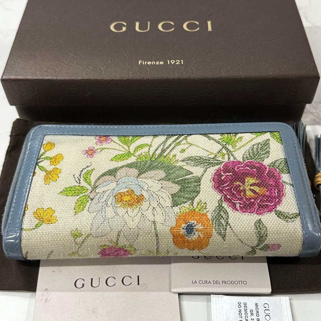 新品同様‼️ グッチ　GUCCI 財布　長財布　フローラ　ラウンドファスナー