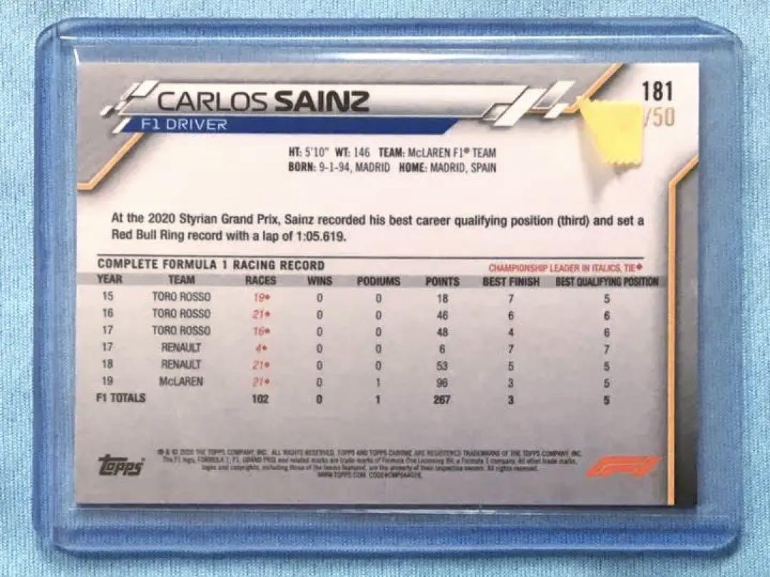 20 Topps F1 カルロス・サインツ ゴールドウェーブリフラクター /50