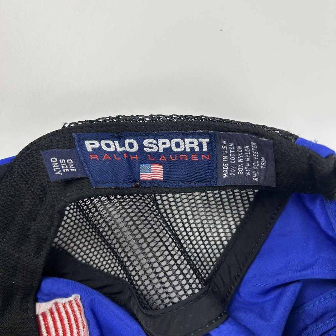 美しい POLO 90s USA IN MADE SPORT 青黒 星条旗刺繍 キャップ 帽子