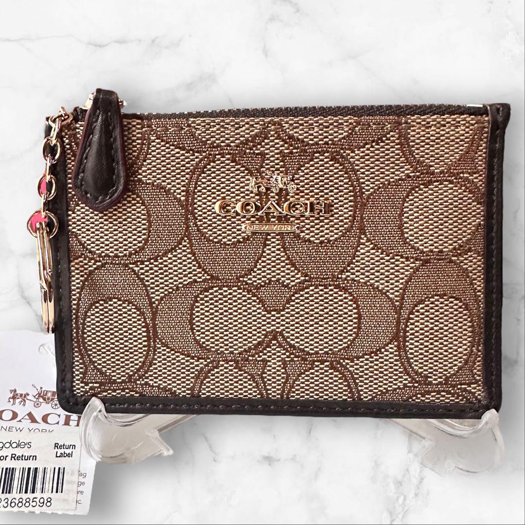 未使用 COACH コーチ シグネチャー コインケース カード パスケース 茶 新品未使用❣️ COACH コーチ コインケース カードケース