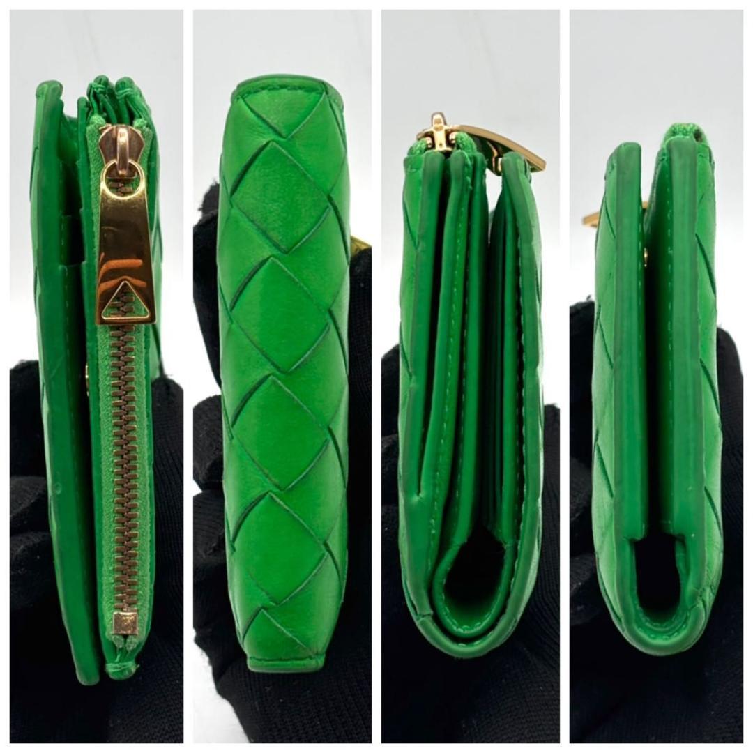 現行 ボッテガヴェネタ ICチップ搭載 マキシイントレチャート 折財布 緑 現行 ボッテガヴェネタ ICチップ搭載 マキシイントレチャート 折財布 緑