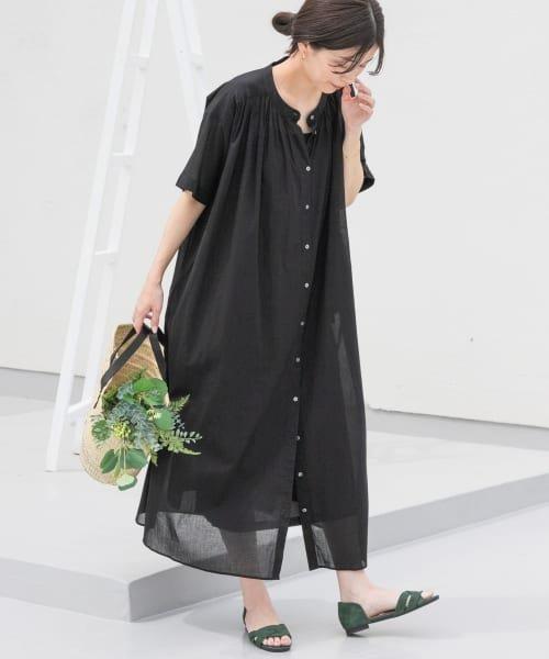 URBAN RESEARCH DOORS コットンボイルハーフスリーブワンピース