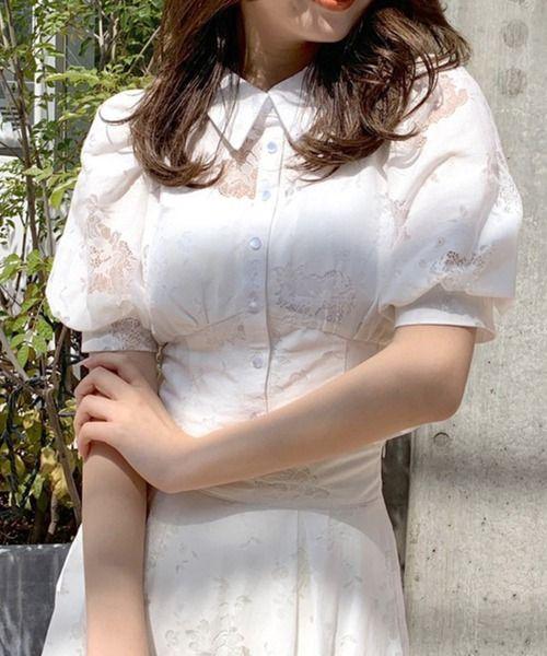 セットアップ　2点 レースフレアスカート　コンパクトシャツブラウス