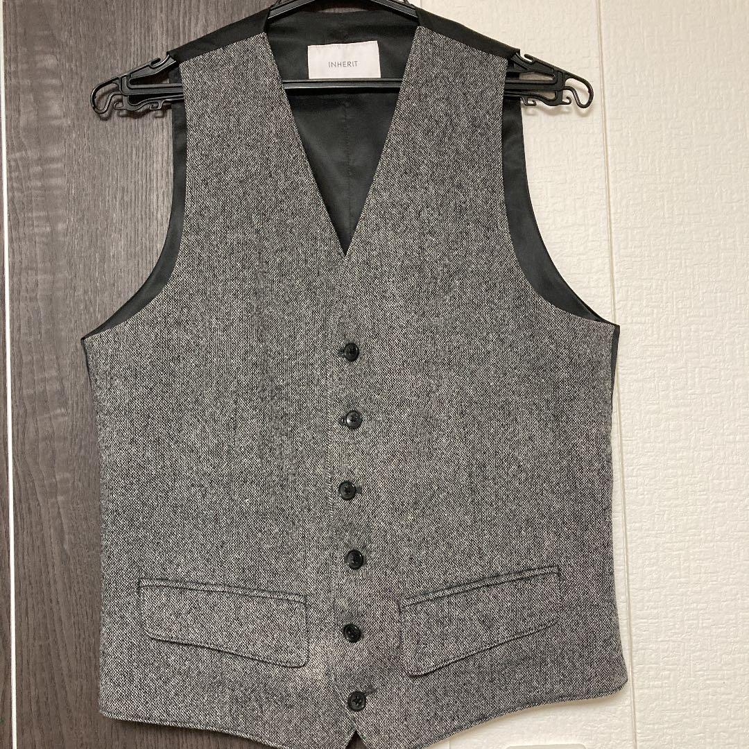 INHERIT スーツベスト ジレ メンズ S グレー ヘリンボーン